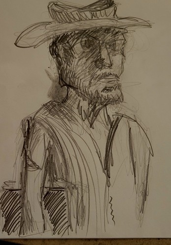Vincent Van Gogh Drawing Portrait Original Sketch Cartoon handmade signed M Krav - Picture 2 of 3
