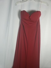 Womens medium Strapless mermaid trumpet Slit Front Evening Party Dress Wine Red