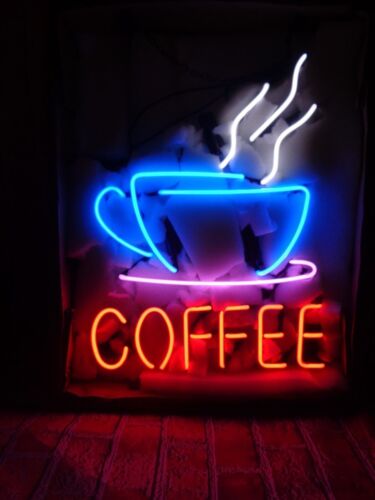 Hot Coffee Cafe Store boutique ouverte 17"x14" panneau néon lampe d'affichage décoration murale - Photo 1 sur 4