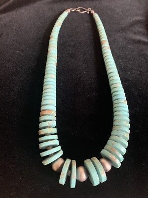 Turquoise Heishi Disc Necklace Handmade