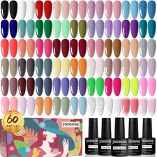 60 PCS Gel Nail Polish Set with 5 Bottles of Base and Glossy Matte Top Coat S...