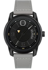 MOVADO Bold Verso 42MM Black-Ion Plated SS Gray LTHR Men's Watch 3600695