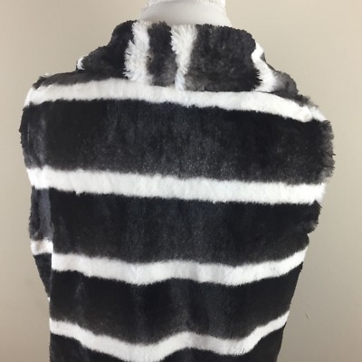 Veste Gilet Faux-fur Rayé Noir Et Blanc - Slinky Brand - Taille M - État Comme Neuf