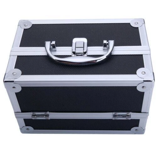 Large Pro Aluminum Makeup Train Case Box Jewelry Cosmetic Organizer with Mirror - Picture 4 of 10