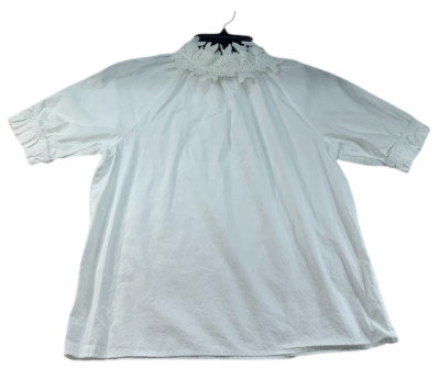 Zara Basic Blouse Womens Size XS White Short Sleeve Embroider