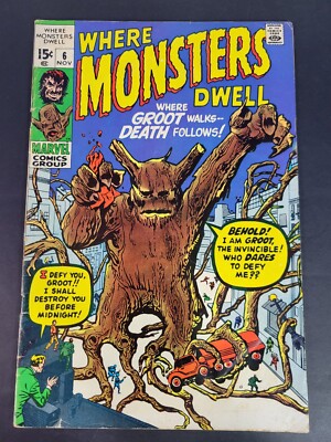 Where Monsters Dwell #6 1st App of Groot Reprint 1970 Marvel Comics