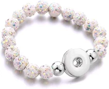 Snap Jewelry Bracelet Crystal AB Bead Stretch fits 18-20mm Ginger Style Charm