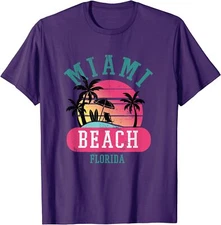 Retro Cool Miami Beach Florida Beaches Palm Gift Unisex T-Shirt