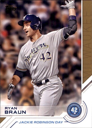 2017 Topps Jackie Robinson Day #JRD24 Ryan Braun milwaukee brewers - Picture 1 of 2