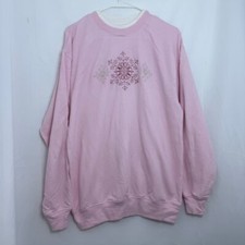 Vintage Women's M C Sportswear Pink Snowflake Winter Christmas Sweatshirt Size M