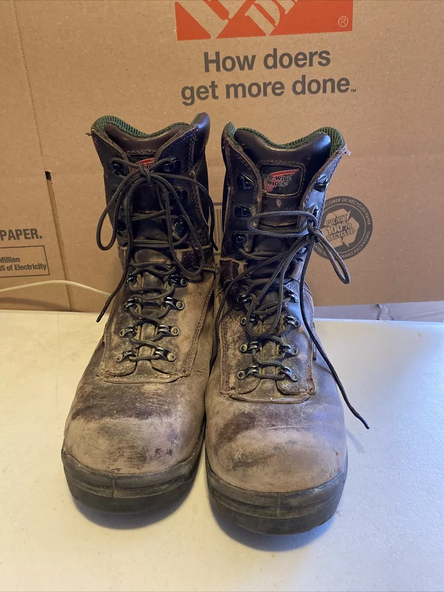 RED WING 447 Brown Waterproof Elec. Hazard Work Safety Boots Sz.11.5 D p1