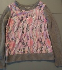 Justice Girl Gray Sparkle Sequins Sweater Size 14