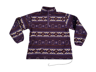 Vintage LL Bean Sweater Mens Large Purple Aztec 90s 1/4 Snap Mock Neck USA Logo