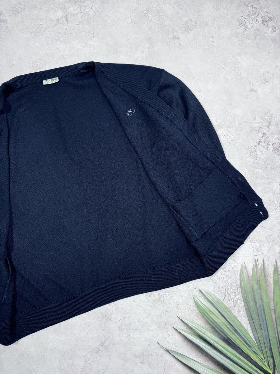 Vintage 80s Chemise Lacoste Knit Cardigan Acrylic SPAIN Dark