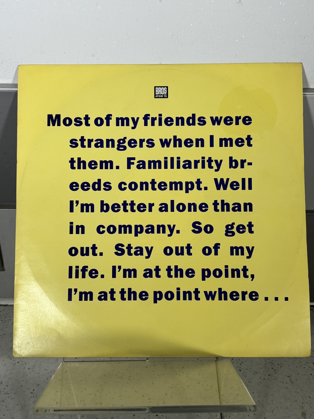 Bros ‎– I Quit Label: CBS ‎– Atom T5 Format: Vinyl,12 "",45 RPM,Limited Edition