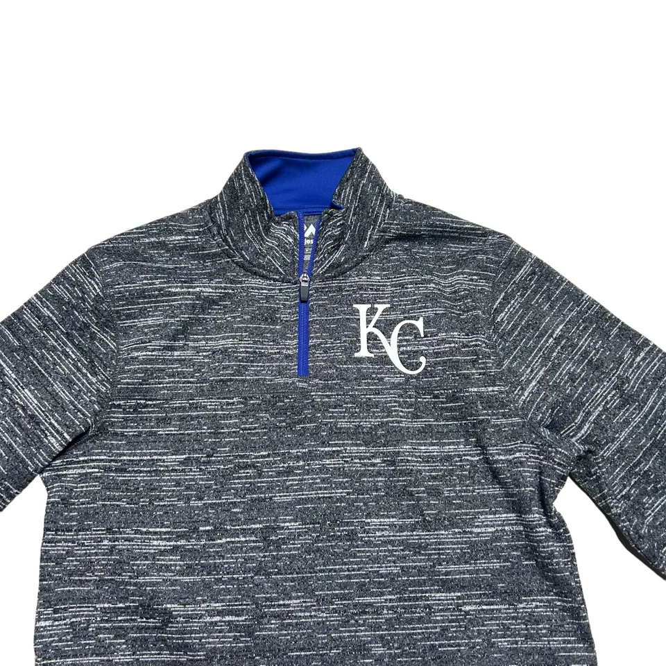 Majestic Kansas City Royals 1/4 молнии флисовый пуловер взрослых маленький черная рубашка MLB - Изображение 2 из 4
