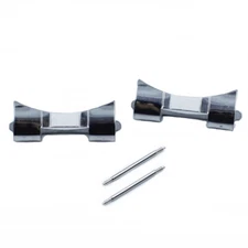 2 Curved End Stainless Steel Links Spring Bars Bracelet Watch Band Strap 12-24