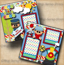 CHOO CHOO TRAIN boy 2 premade scrapbook pages paper piecing 4 ALBUM DIGISCRAP