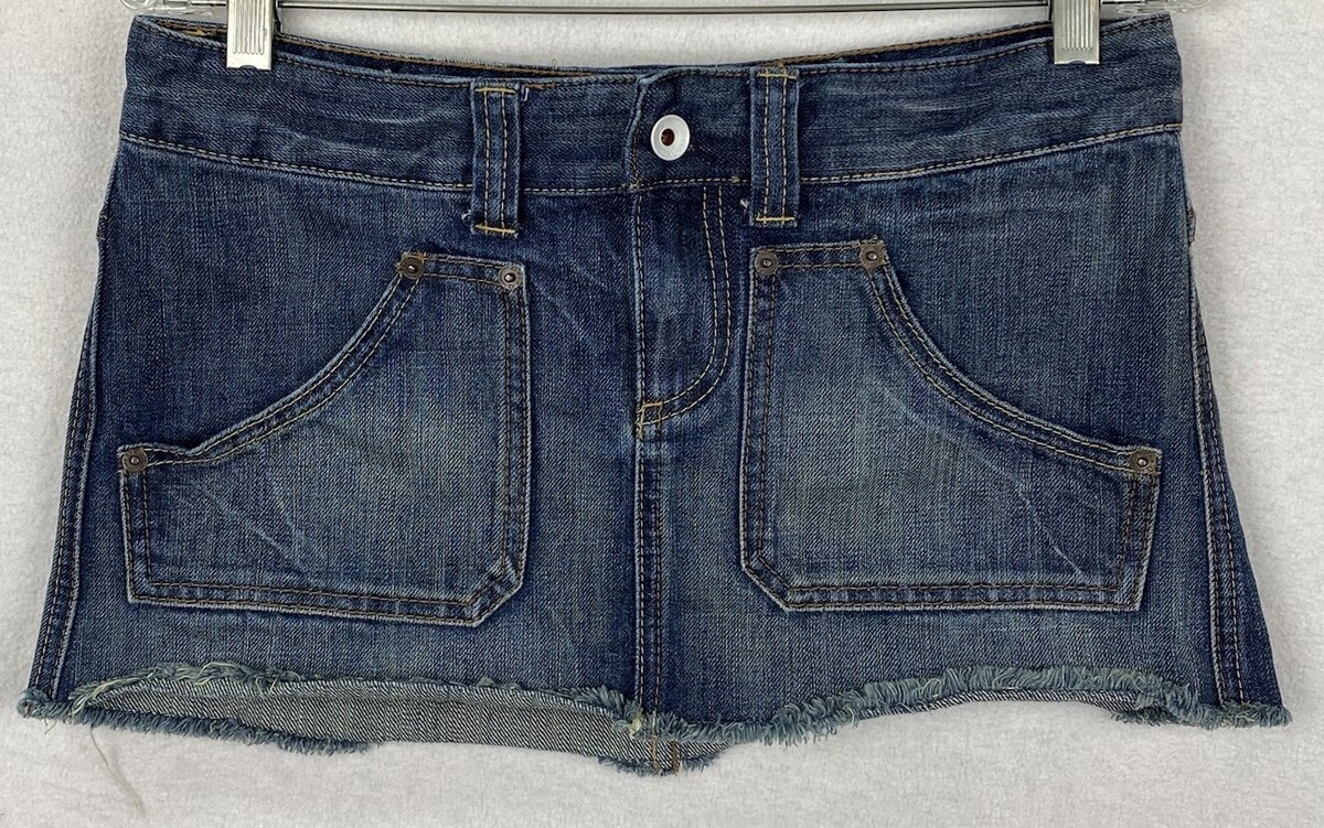 Denim Laboratory X2 Mini Skirt Women 4 (32x11) Raw Hem Distressed