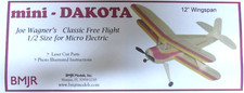 BMJR Mini-Dakota Micro Electric Free Flight Balsa Model Plane Kit 30cm Wingspan
