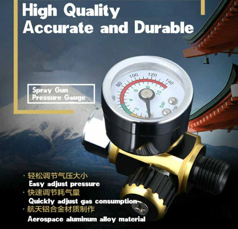 G1/4 Spray Paint Gun Air Pressure Regulator Spray Gun Pressure Gauge 0-0.10 Mpa - Image 4 of 4