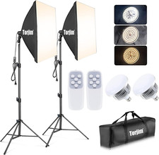Softbox Photography Lighting Kit 27"x27" w/ 85W LED Bulbs 3000K-7500K Remote NEW