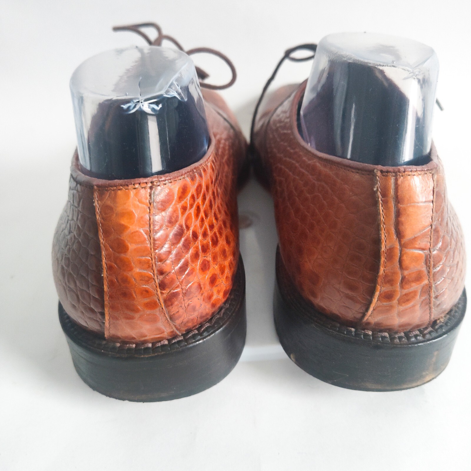 SAOLA Scarpe Oxford Lucertola Originali Uomo Taglia 12 Marrone Suola Pelle Stringate Made Spain