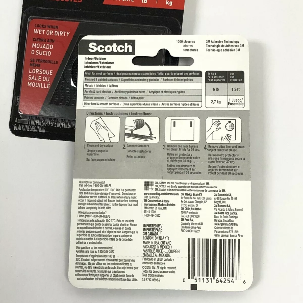 Scotch Extreme fastener 3-in Clear Hook and Loop Fastener (2-Pack
