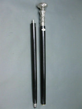 Chrome Designer Vintage Look Knob head handle Black Shaft Wooden Walking Stick