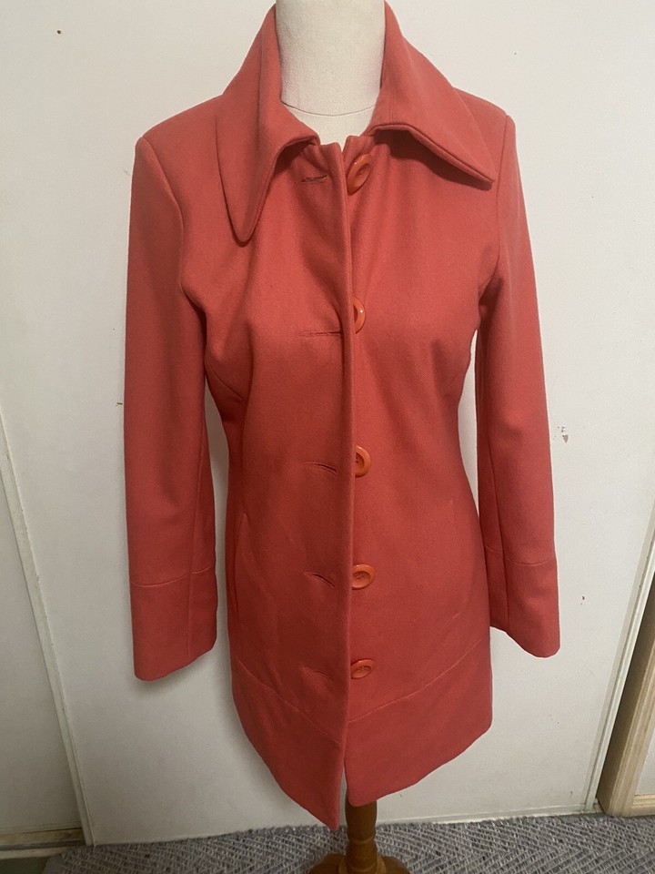 Very Very women’s pink/coral wool blend jacket Fully Lined - size 10