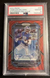 PSA 10 - 2022 Panini Prizm JAMESON WILLIAMS Red Wave Auto Rookie RC /149 #311