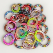 Spiral Hair Ties 35 pc Waterproof No Crease Coil Traceless Phone Cord Hair Tie