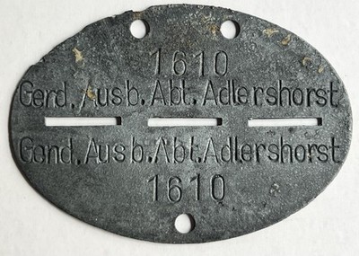 Erkennungsmarke Polizei Gendarmerie Ausb Abt. Adlershorst Gdingen Zink 2.WK orig