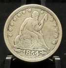 1854 US Seated Liberty Twenty Five Cent 25C Silver Coin