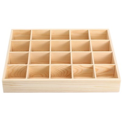 Underwear Storage Case 20 Compartments Socks Organizer Pine Wood Box