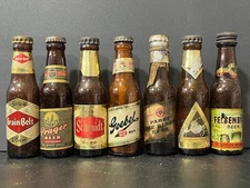 Vintage Lot of 7 Mini 4-3/8" Beer Bottles These Are NOT Salt & Pepper Shakers #4