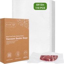 2025 Upgraded  110pcs Vacuum Sealer Bags, Food Saver Bags Quart 8" x 12", BPA