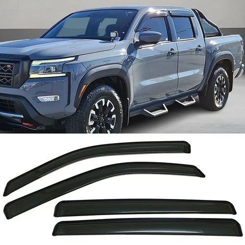 Set of Window Visors Rain Guard Fit Nissan Frontier Crew Cab 2022 2023 2024 2025