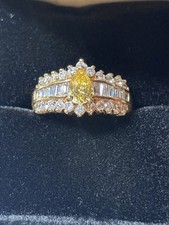 Yellow Citrine and CZ ring