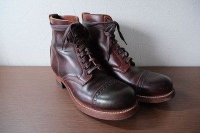 CLINCH Brass Tokyo Cap Toe Lace Up Boots Brown Leather US9 / 27cm