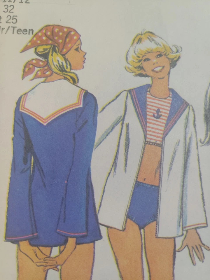 Bathing Suit 11 12 Sailor Jacket Simplicity 5036 Sewing Pattern VTG Two Piece - Image 3 of 4