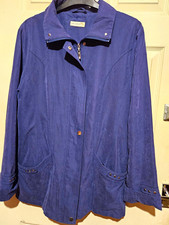 First Avenue Women?s Blue Polyester Satin Mid-Length Full Zip Jacket Size 12