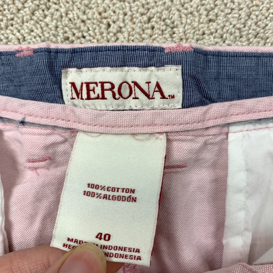 Шорты мужские Merona Chino размер 40 розовые плоские спереди с косым карманом хлопковые повседневные - Изображение 2 из 4