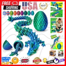 12" 3D Printed Dragon Egg, Cool 3D Printer Articulated Crystal Dragon Toys fo...