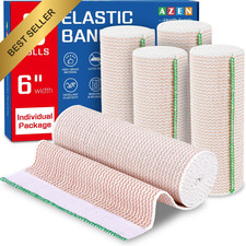 AZEN Premium 5 Pack Elastic Bandage Wrap 6 Inch Compression Latex Free Leg Knee