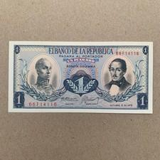 1970 UN PESO ORO Colombia 1 Peso Beautiful Collectible Vintage Banknote Currency