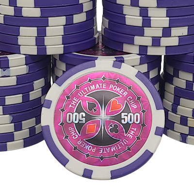 50 x Pokerchips 40 mm Casino Style 500 Ultimate Poker Chip Set Lila
