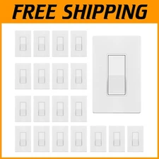 20-Pack Matte White Light Switch with Screwless Wall Plate for Modern Homes
