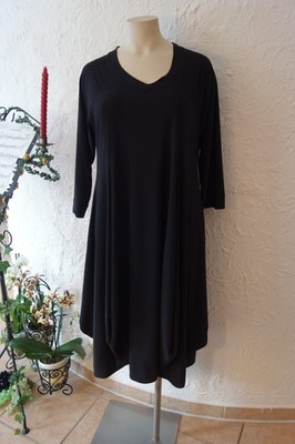 MAGNA edles Ballon Kleid 48 50 NEU schwarz mit Faltenwurf Stretch LAGENLOOK