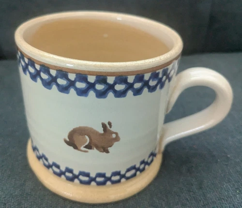 Vintage Nicholas Mosse Ireland Pottery Rabbit Checkerboard Mug 3.5"